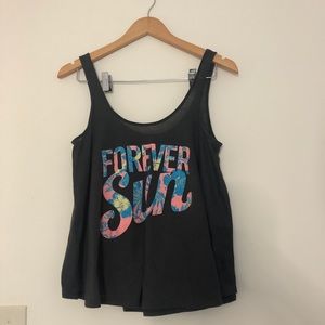 American Eagle Forever Sun Grey Graphic Tank Small